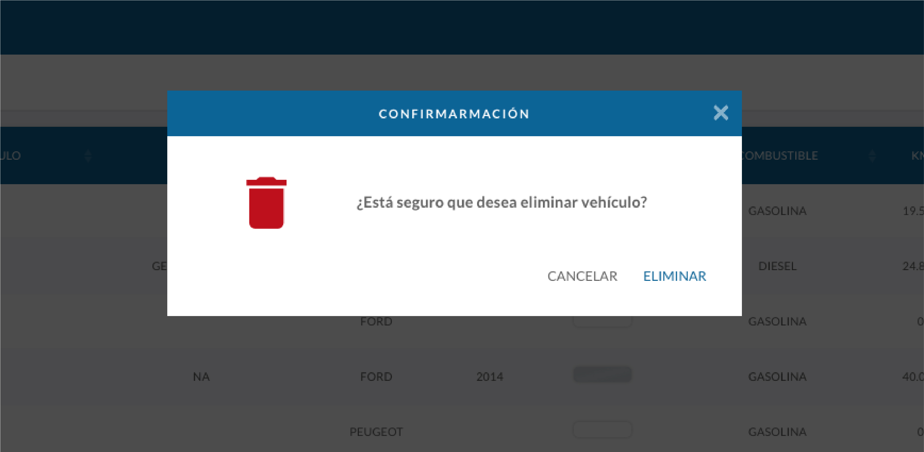 Eliminar Vehiculo